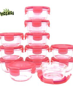 PYGLASSWARE 24 Pack 8oz MINI Glass Food Storage Containers